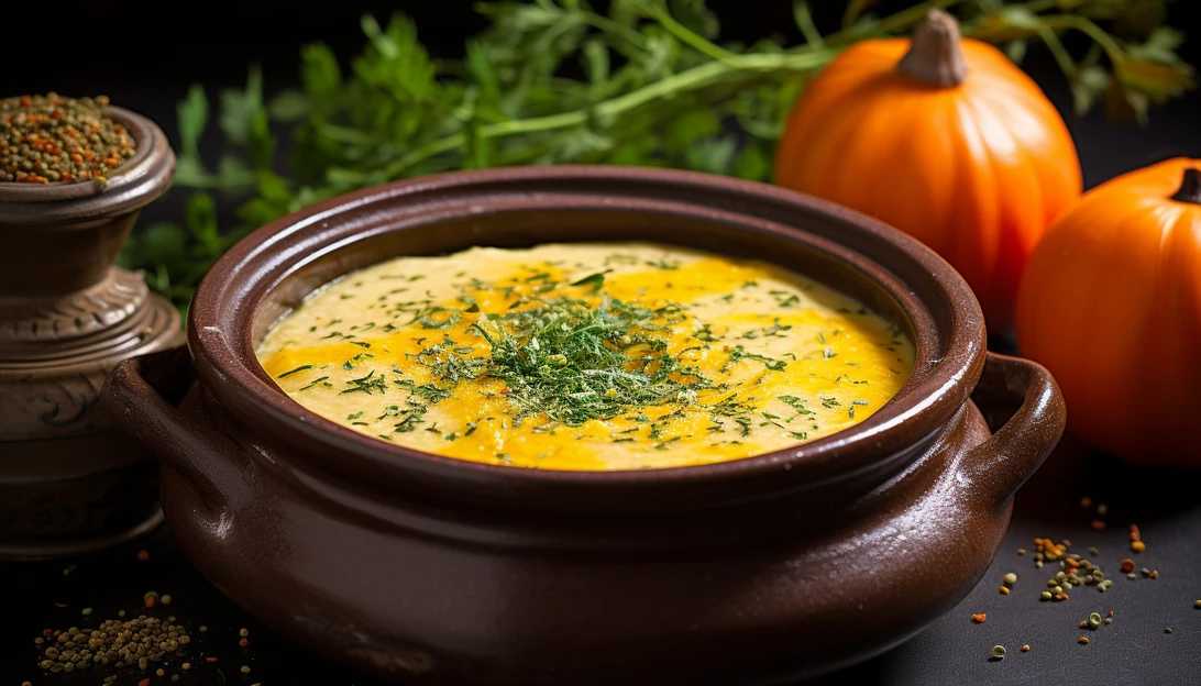 Indulge in the delicious flavors of fall with pumpkin soup. Take a picture of a steaming bowl of creamy pumpkin soup topped with a sprinkle of herbs. Let the vibrant colors and tempting aroma of the dish come to life in your photo. Photo prompt: A bowl of pumpkin soup taken with a Nikon D850.