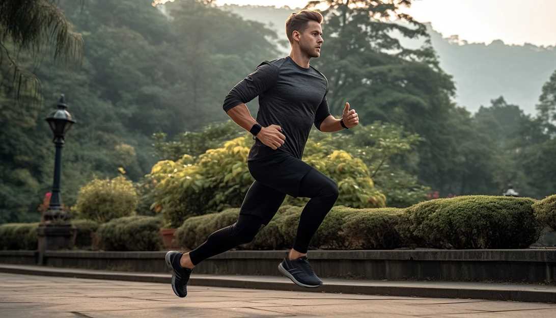 A photo of a person exercising outdoors to promote a healthy lifestyle and reduce the risk of heart disease, taken with a Sony Alpha A7 III.