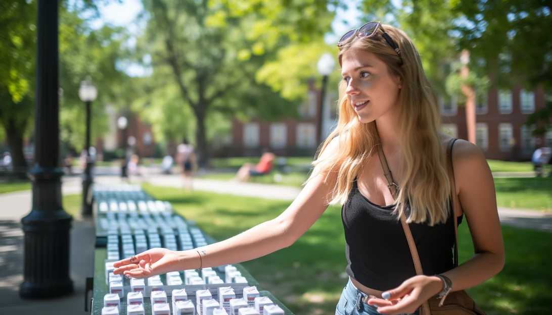A college campus poster campaign promoting the availability of free fentanyl test strips and naloxone for students, taken with a Sony Alpha a7 III.