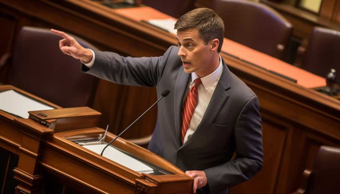 Indiana Republican Rep. Jim Banks addressing the House, taken with a Canon EOS 5D Mark IV