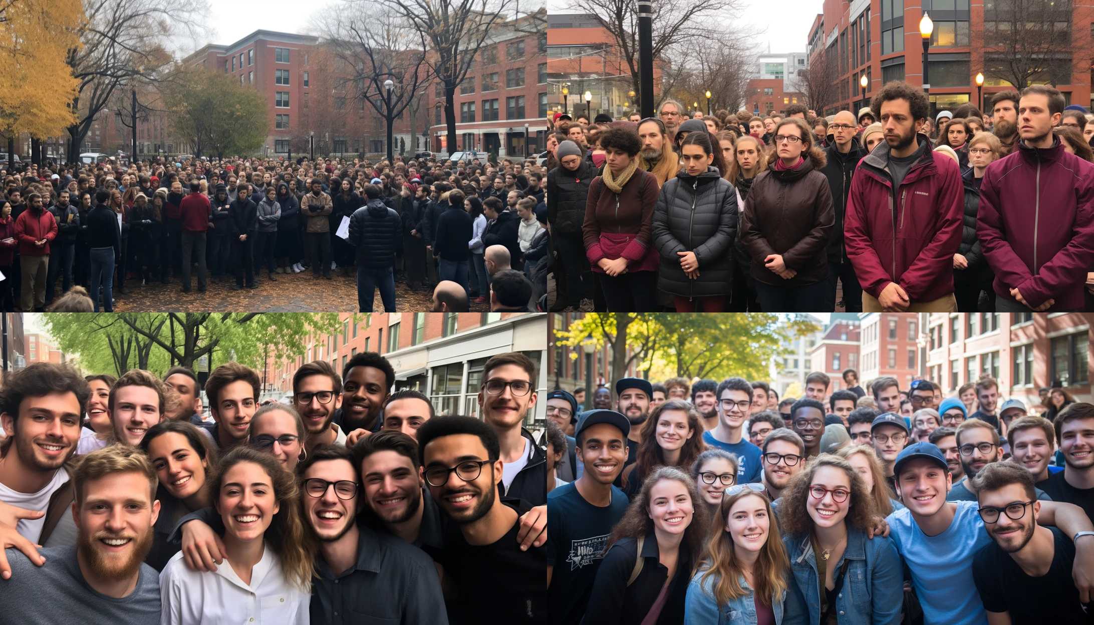 An image capturing a diverse group of MIT alumni gathering together to express their concern and support for the safety of Jewish and Israeli students. [Photo prompt]