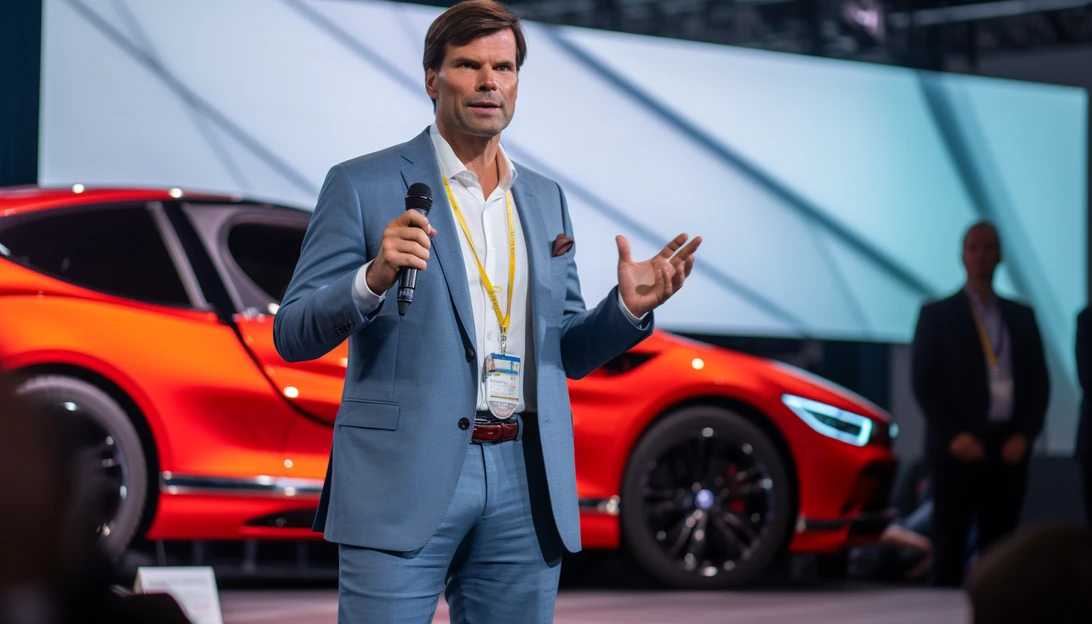 A captivating image of CEO Jim Farley passionately addressing the audience during the earnings call, demonstrating his commitment to tackling EV challenges (Taken with Canon EOS 5D Mark IV).