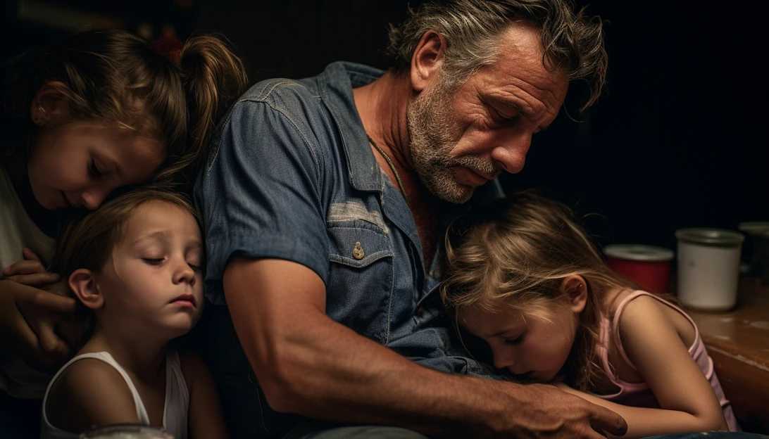 A close-up shot of a family struggling to make ends meet, highlighting the economic hardships faced by everyday Americans, taken with a Sony A7III camera.