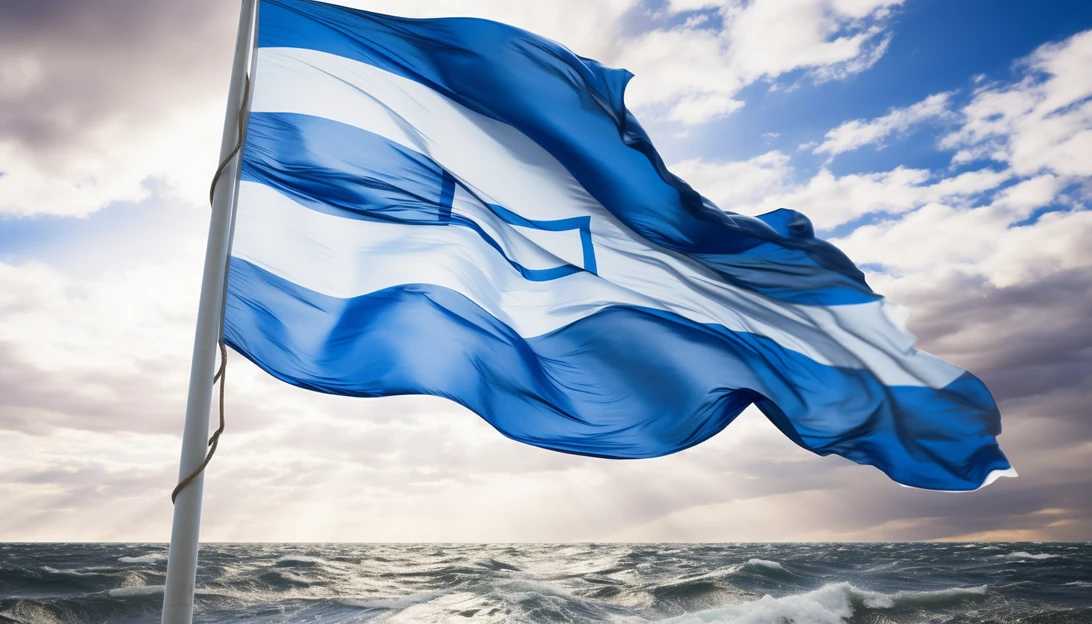 A powerful image of Israel's flag waving proudly in the wind, taken with a Canon EOS R5