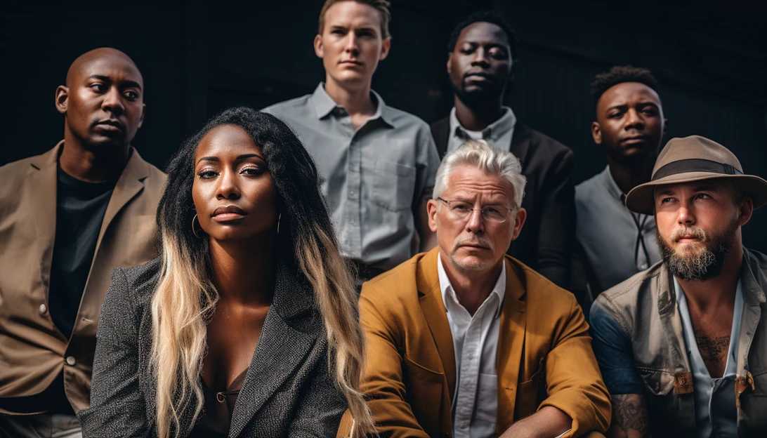 A photo of a diverse group of Americans facing financial struggles, symbolizing the challenges many people encounter, taken with a Sony Alpha a7 III.