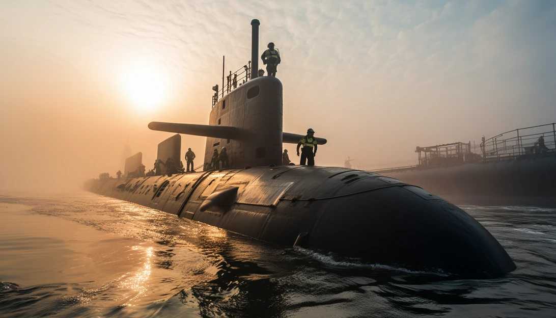 An intense photograph of a Russian Borei-class nuclear submarine, taken with a Nikon D850