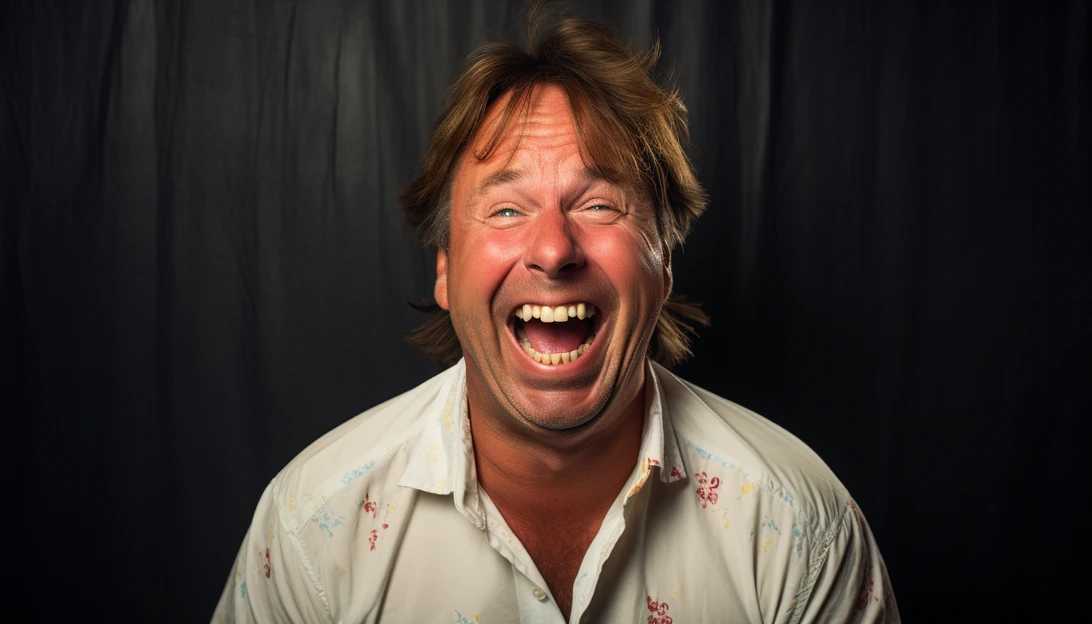 Photo prompt: A warm and nostalgic image of John Ritter from his 'Three's Company' days, evoking memories of laughter and joy. Taken with a Nikon D850.