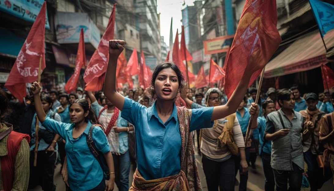 A group of garment workers protesting for higher wages in Bangladesh, captured with a Nikon D850.