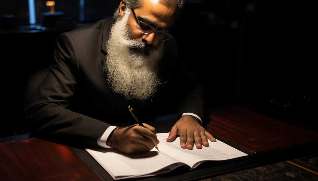 Ramaswamy signing the 'No to Neocons' pledge document (taken with Canon EOS R5)