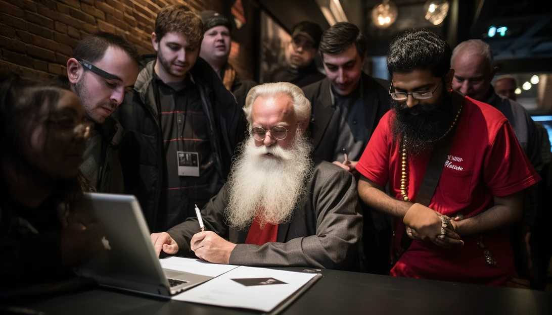 Supporters of Ramaswamy signing the pledge on the 'No to Neocons' website (taken with Sony A7 III)