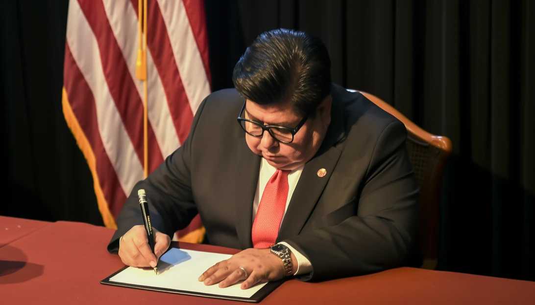 Governor J.B. Pritzker signing the bill requiring Illinois to produce only carbon-free power by 2045. [Taken with Nikon D850]
