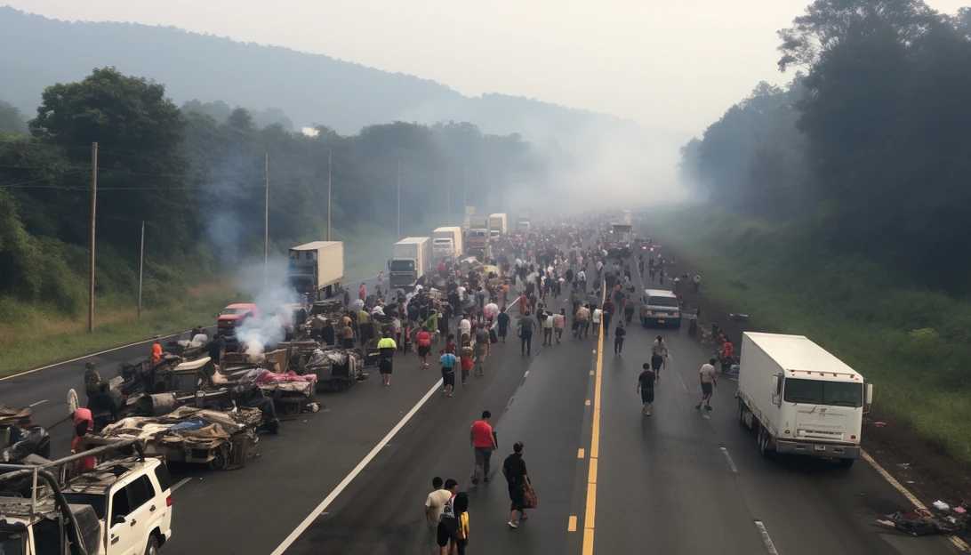 A photo of the Pan-American Highway in Chame, Panama, where the dramatic incident took place. This image captures the busy highway and the location of the protest blockade.