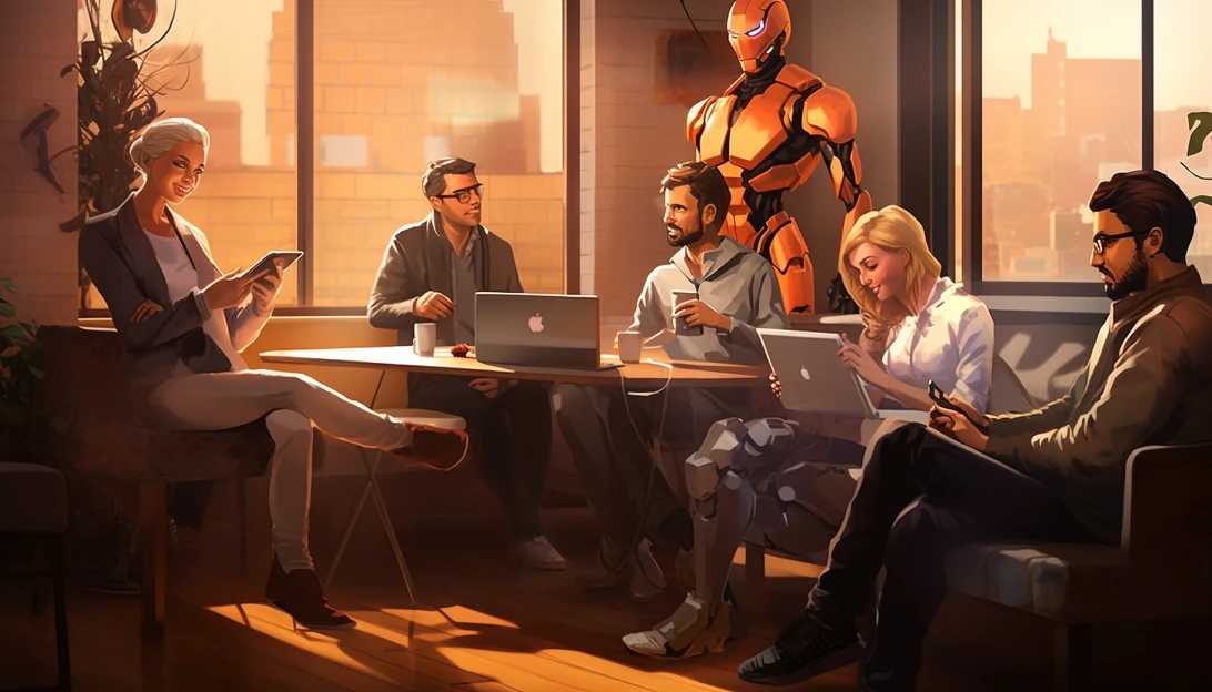 A group of AI developers discussing the potential of the technology.