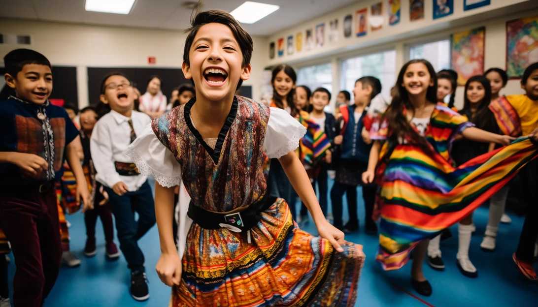 A picture of students at Anne Frank Elementary School in Dallas, Texas participating in a cultural diversity event taken with a Sony Alpha A7 III.