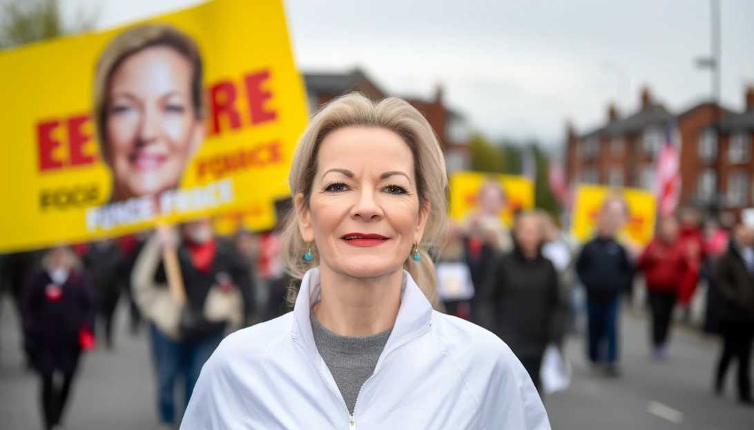 Julian Assange's wife, Stella Assange, holding a sign that says 'Free Julian Assange' during a protest outside the British prison where he is being held. (Taken with Nikon D850)