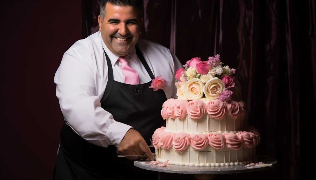 A portrait of Buddy Valastro, the 'Cake Boss,' proudly displaying his weight loss transformation, photographed with a Sony Alpha a7 III.