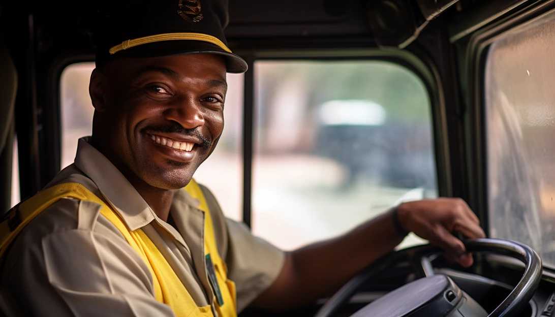 A UPS driver wearing a bright yellow uniform, captured in a photo taken with a Nikon D850.
