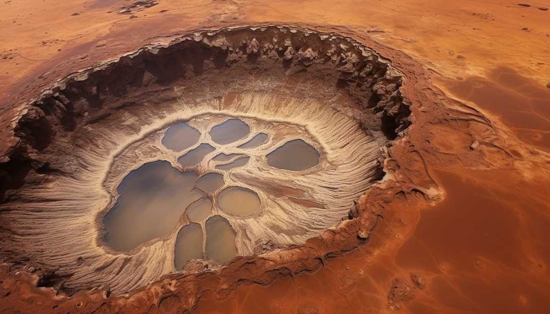 An astonishing aerial view of the Trou au Natron, the skull-like volcanic pit in the Sahara desert, captured by a renowned photographer using a high-resolution drone camera.