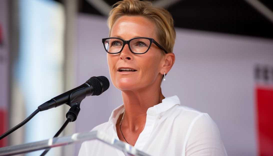 Jamie Lee Curtis passionately delivering her speech at the Out100 Celebration, advocating for LGBTQ rights. (Taken with a Canon EOS 5D Mark IV)
