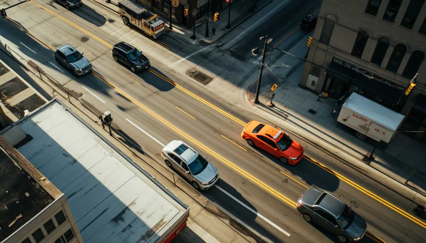 An aerial view of Chicago Police Department vehicles patrolling the city for a sense of safety, snapped with a Sony Alpha A7 III.