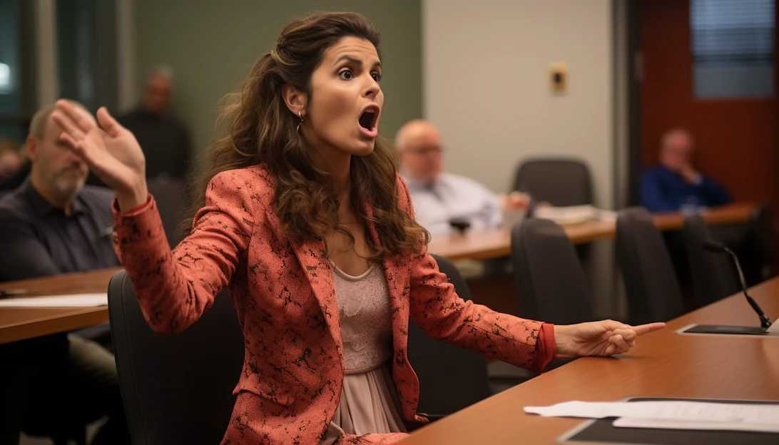 A picture of Salma Boulal, a resident of North Andover, passionately expressing her views during the meeting, taken with a Sony Alpha a7 III.
