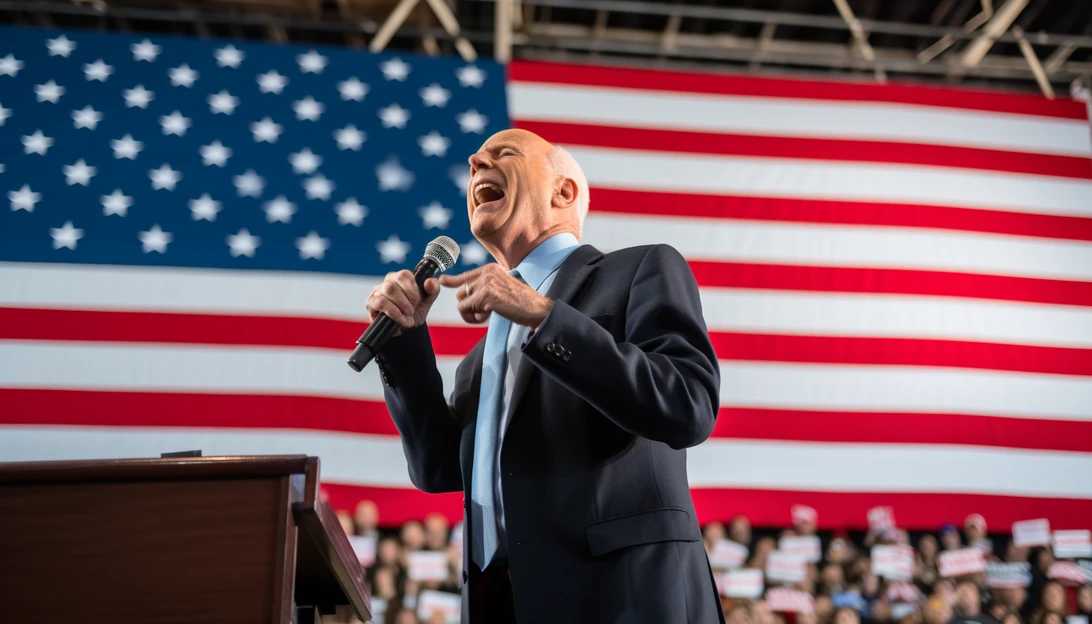 President Biden giving a speech at a campaign rally, energizing the crowd and showcasing his charisma. (Taken with Canon EOS 5D Mark IV)