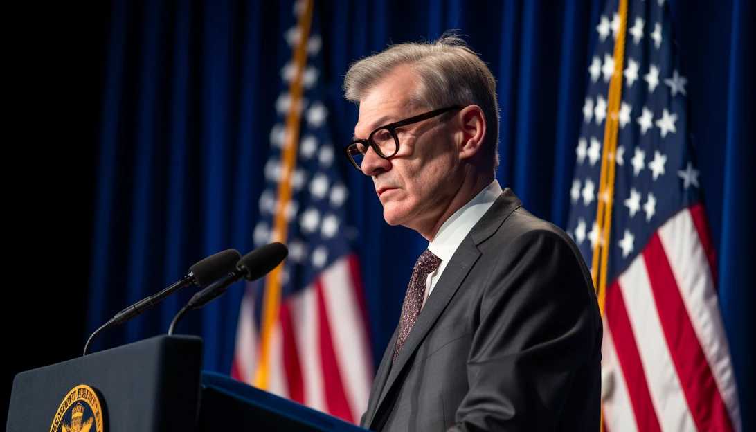 Federal Reserve Chairman Jerome Powell speaking at the Economic Club of New York taken with Sony Alpha a7 III