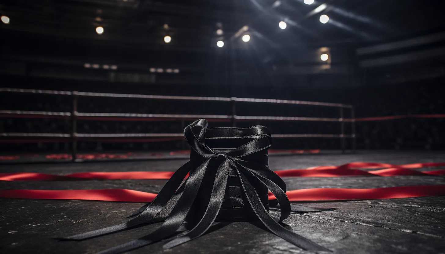 "A somber black ribbon on a wrestling ring, symbolizing the mourning of the wrestling community over Wyatt's passing. Taken with a Sony A7R IV."