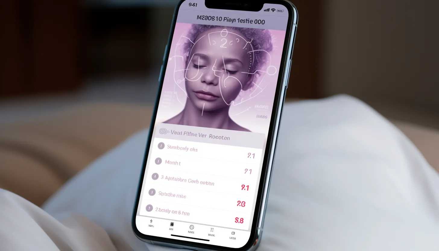 An AI chatbot interface on a smartphone screen, symbolizing the power of technology harnessed to provide health care solutions. The app is visibly open to a page where help is being provided for postpartum depression. Taken with Sony a7R IV.