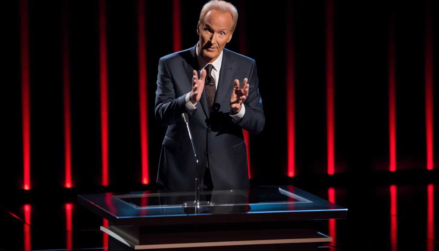 Bill Maher during a stand-up performance, captured with a Nikon D850.