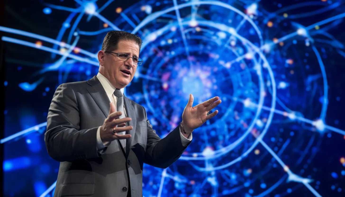 Dell Technologies CEO Michael Dell discussing the company's growth strategy during a conference. (Taken with Canon EOS 5D Mark IV)