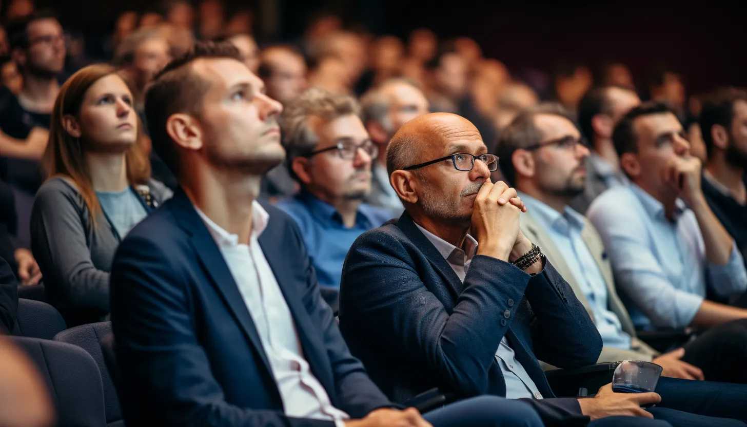 Tech industry professionals attending a conference on AI advancements and its impact on hardware sales. (Taken with Sony Alpha A7 III)