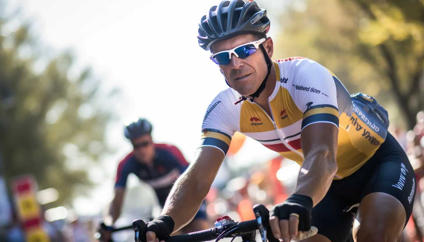 During cancer treatment, it's important to find time for physical activity. Stay motivated with a photo of motivational speaker and cancer survivor Lance Armstrong participating in a cycling event, taken with a Canon EOS 5D Mark IV.
