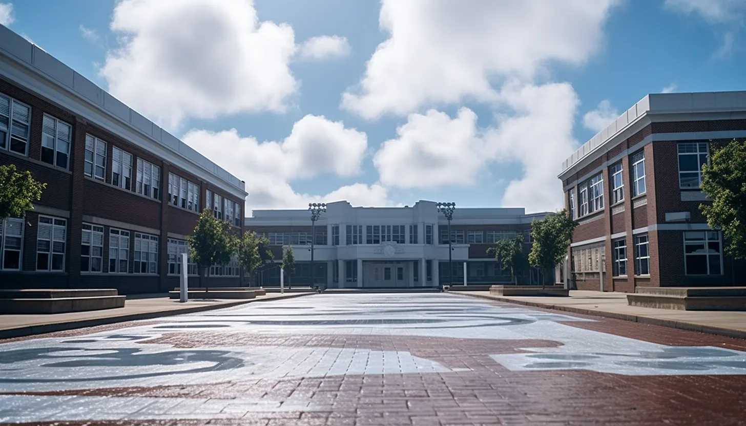 A serene image of Port Allen High School, where the tragic shooting took place, taken with a Canon EOS R.