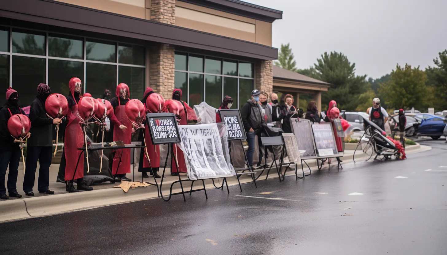An image of pro-life activists peacefully protesting outside an abortion clinic, holding signs advocating for the protection of unborn children. (Taken with a Canon EOS 5D Mark IV)