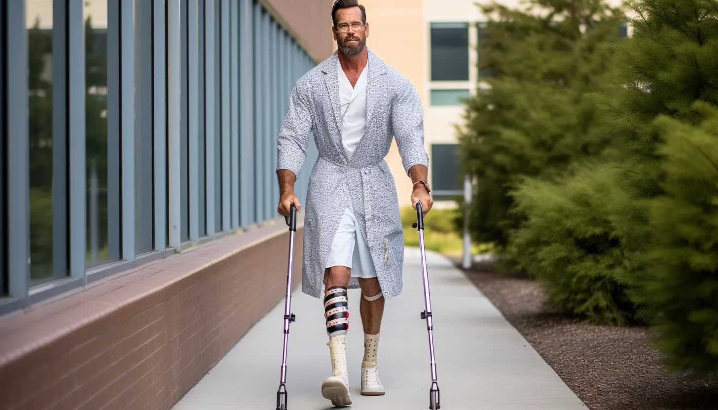 A determined Schwarzenegger walking the hospital hallways after his life-altering surgery. (Taken with Nikon D850)