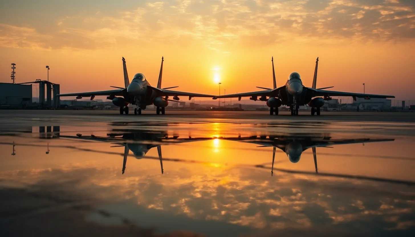 A poignant photo of deserted soviet-era combat planes with a distinct silhouette of modern F-16 combat aircraft in the background depicting the anticipated change - Taken with Nikon D850