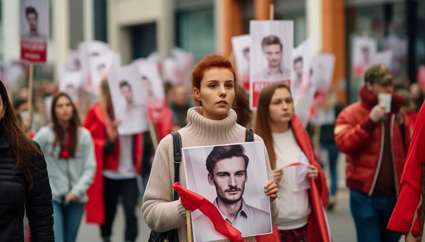 An image of peaceful protesters holding signs calling for free elections in Belarus, captured with a Nikon D850.
