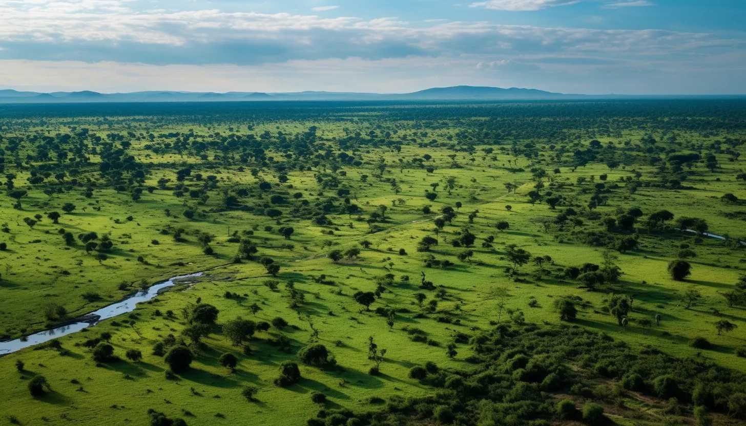 A striking aerial view of Africa's vast green spaces, emphasizing its potential as a solution to climate change. [Taken with a DJI Phantom 4 Pro]