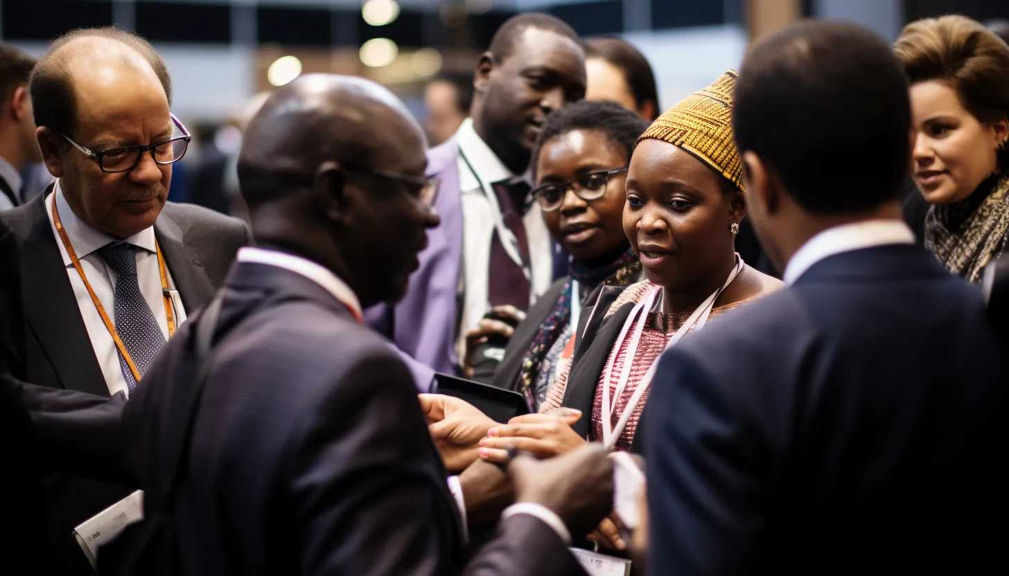 A close-up shot of delegates from various countries engaging in a lively discussion during the African Climate Summit, highlighting the importance of global collaboration. [Taken with a Canon EOS 5D Mark IV]