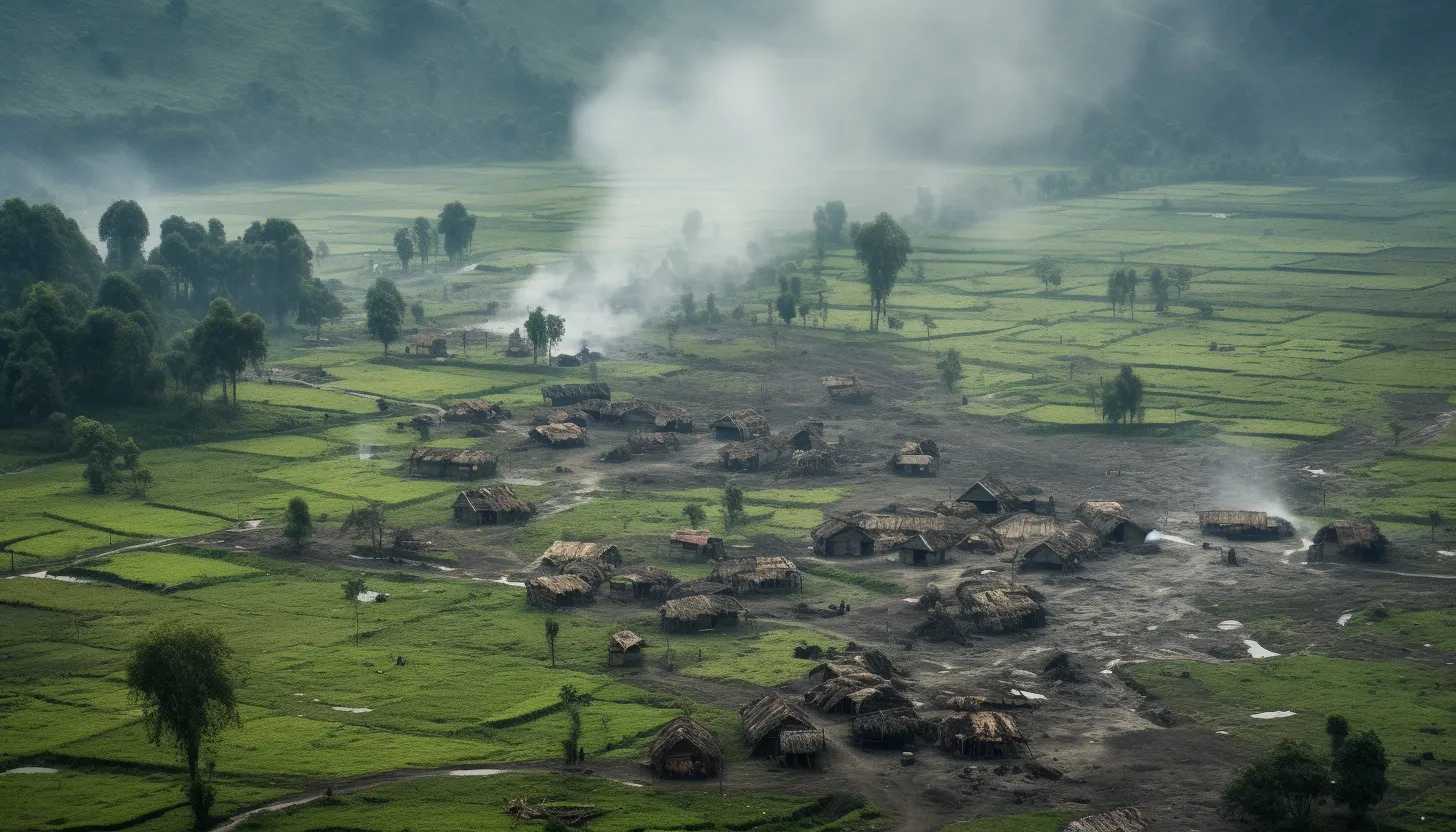Aerial view of a conflict-ridden region in eastern Congo, demonstrating the presence of armed groups and the urgency for protection and security. Taken with a Sony Alpha A7R III.