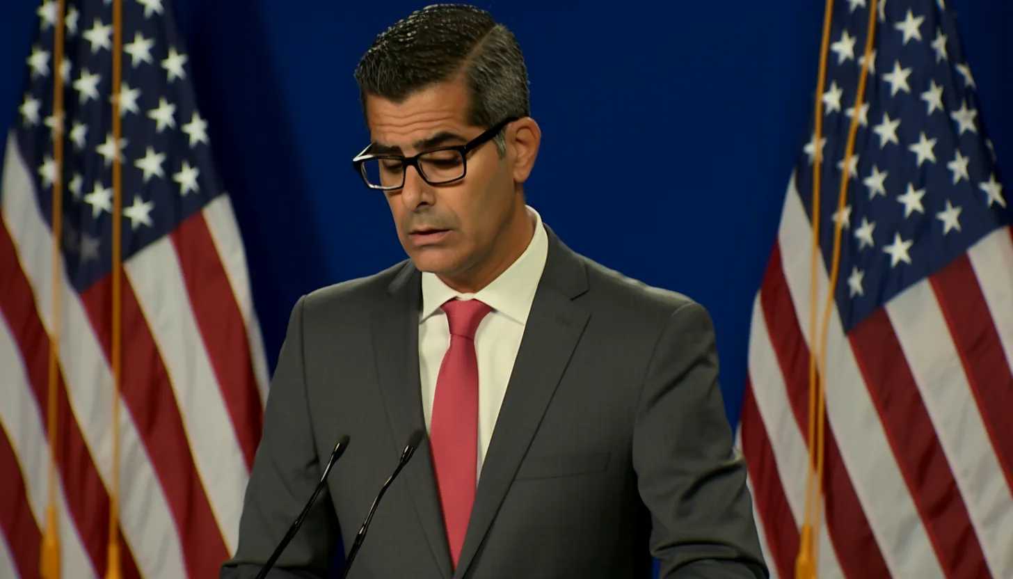 An image of Xavier Becerra speaking at a press conference regarding immigration, captured with a Nikon D850