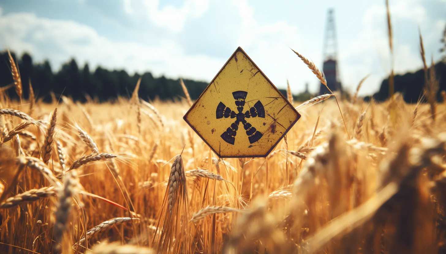 Radiation symbol warning sign near a nuclear facility