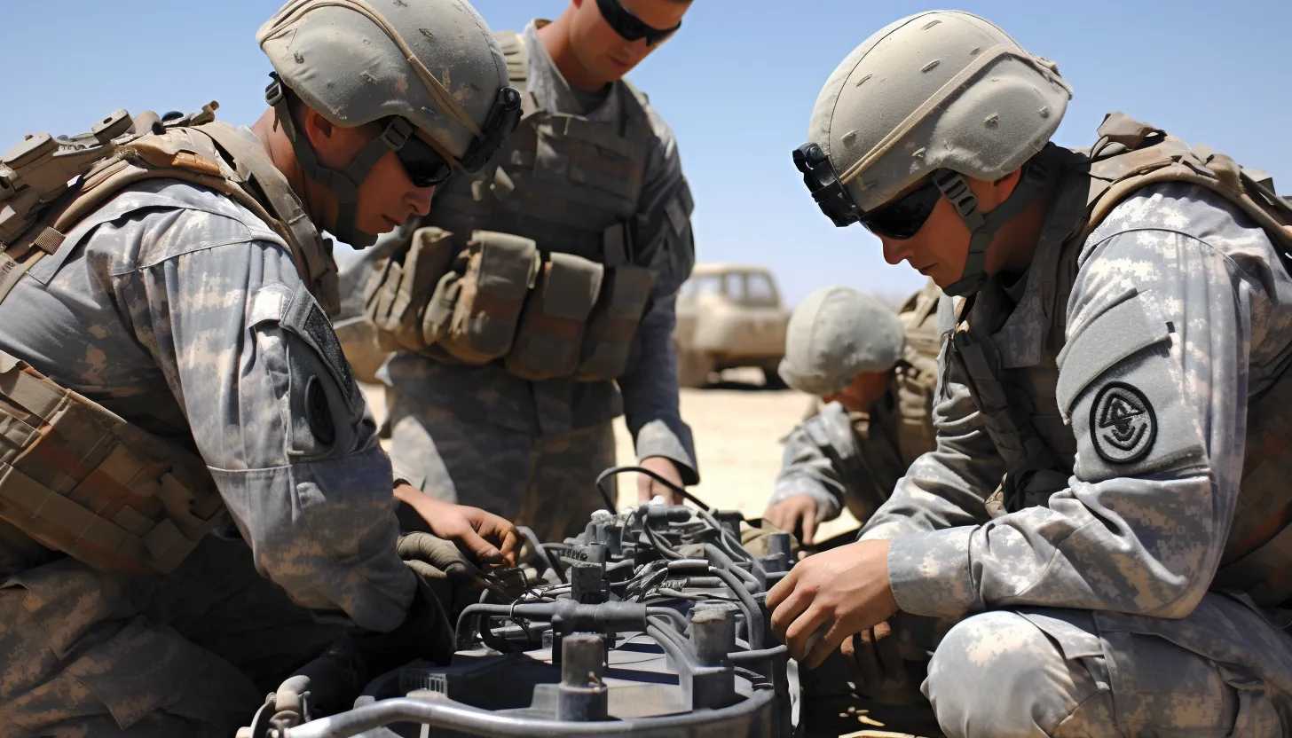 US soldiers checking tanks equipped with depleted uranium armor modifications