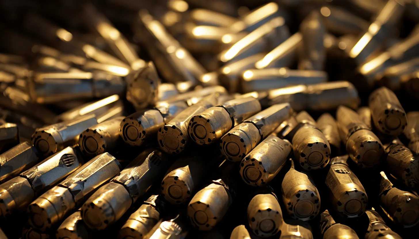 Close-up of depleted uranium anti-tank rounds ready for deployment