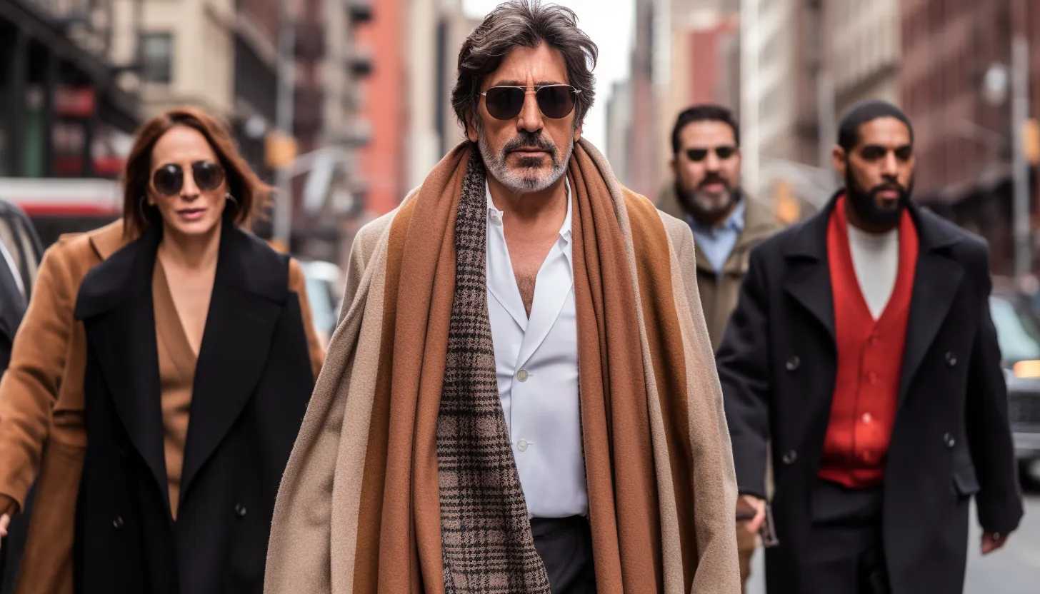 Al Pacino and Noor Alfallah walking together in New York City, taken with a Sony A7 III.