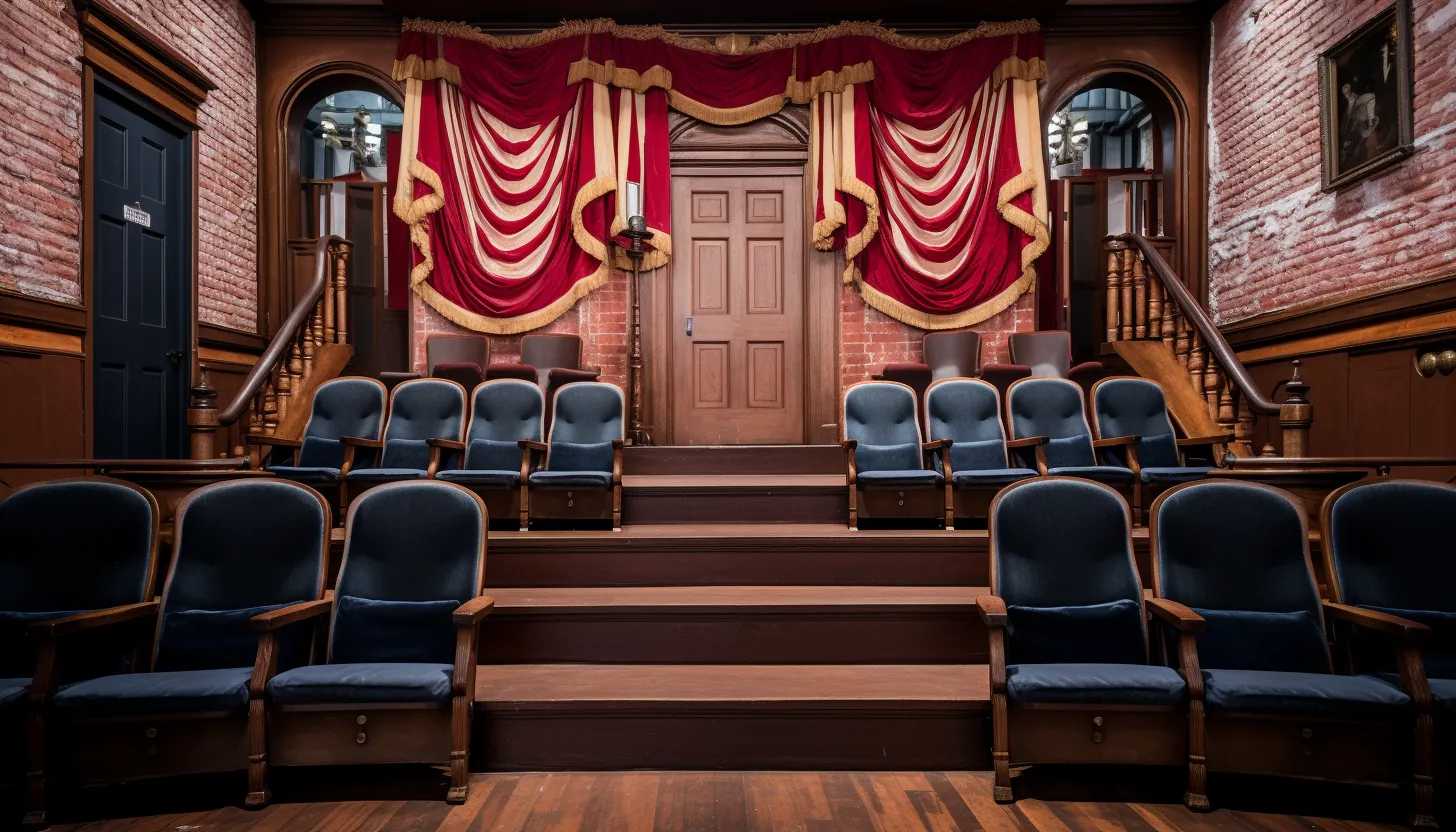 Front-row theater seats at Ford's Theatre where Abraham Lincoln was shot, taken with Nikon D850