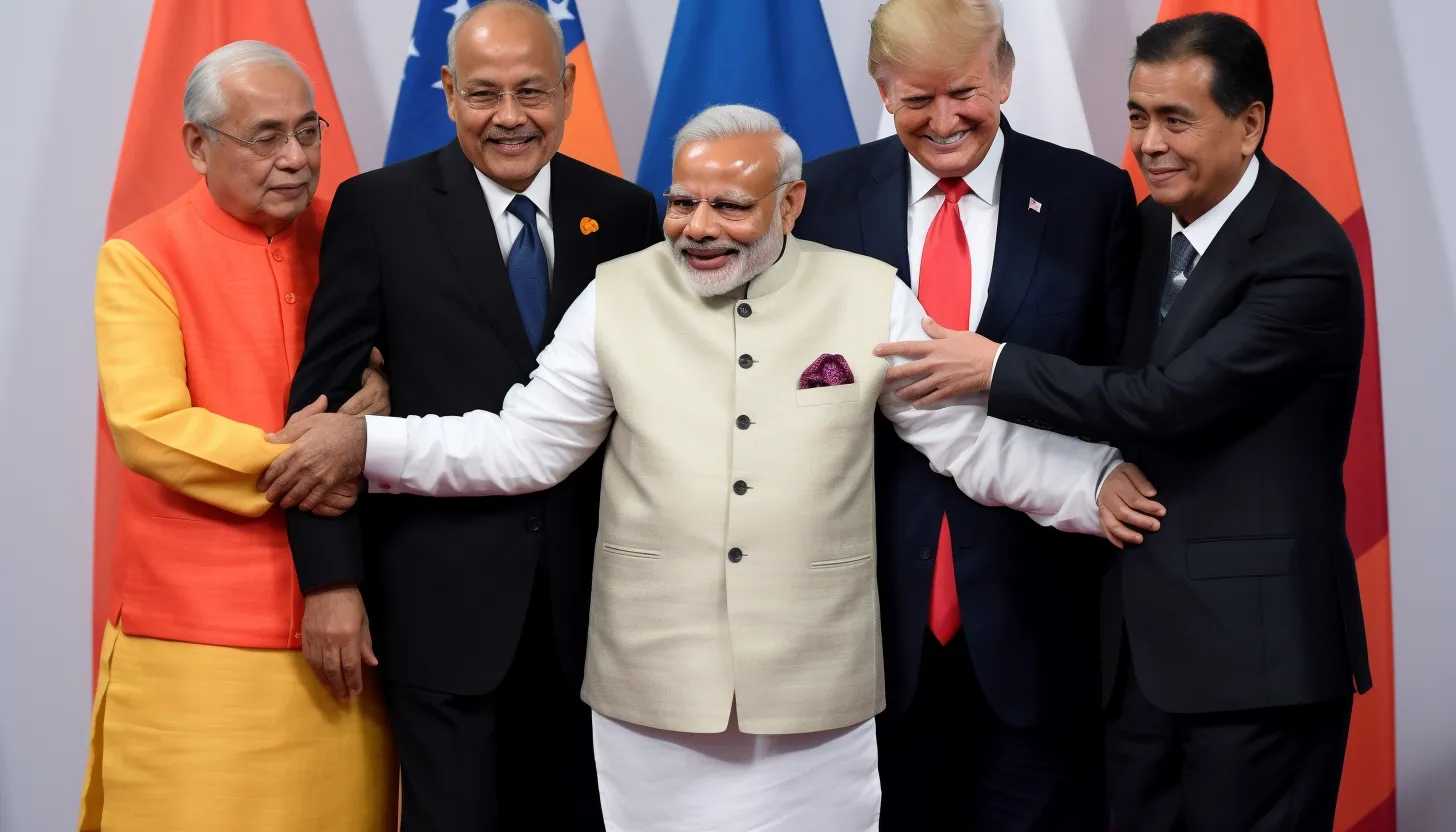 Indian Prime Minister Narendra Modi and other world leaders posing for a photo at the G-20 summit, captured with a Sony A7III.