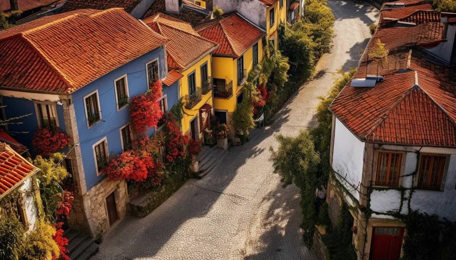 Aerial view of Levira, Portugal with its charming streets and vibrant atmosphere, taken with a Nikon D850