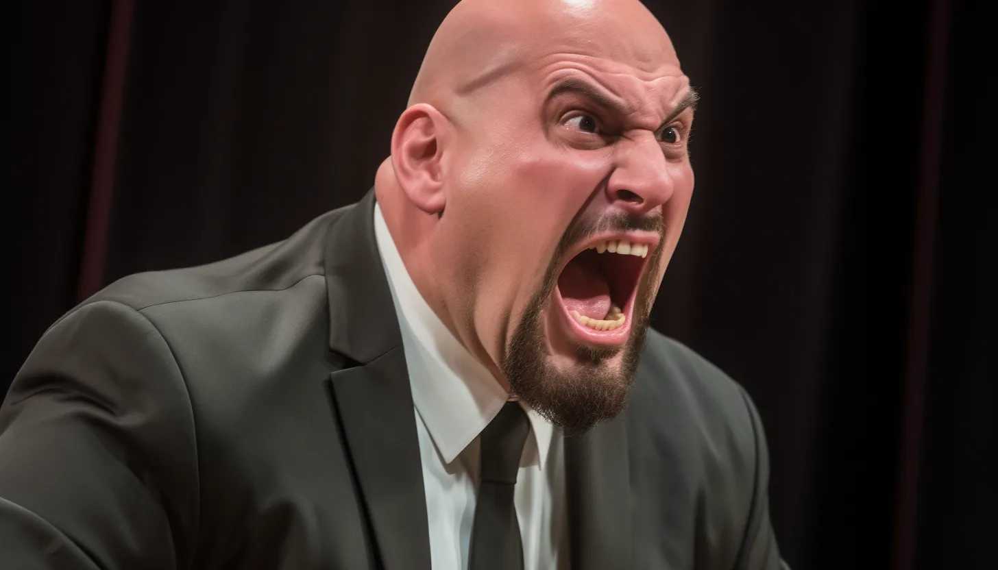 Senator John Fetterman reacting animatedly, expressing shock and disbelief at the news of the impeachment inquiry. (Photo taken with Canon EOS 5D Mark IV)